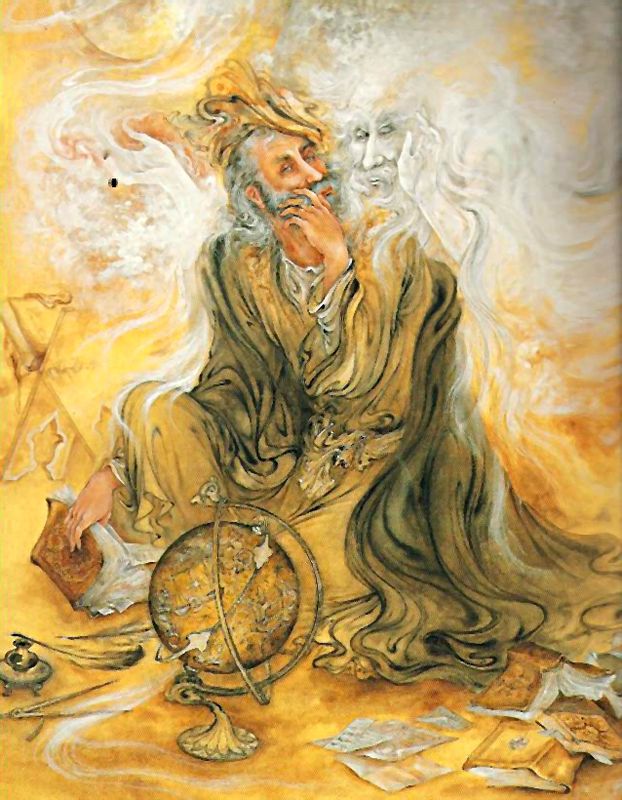 “The Distant Drummer”, poet, mystic and philosopher Jalāl ad-Dīn Muhammad Rūmī ~ by Mahmoud Farshchian 