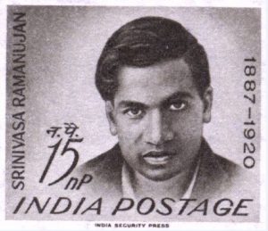 Ramanujan commemorative postage stamp issued in India in 1962